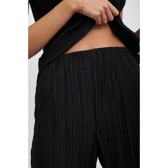 Rails Womens Rowan Pleated Pull On Pants Black Straight Leg Elastic Waist NWT XL - Picture 4 of 16